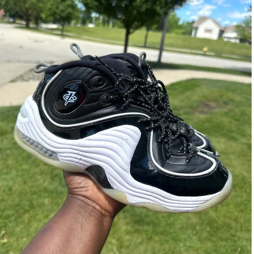 Nike Air Penny 2 Black White Patent Leather  Athletic Shoes Men's Size 9.5